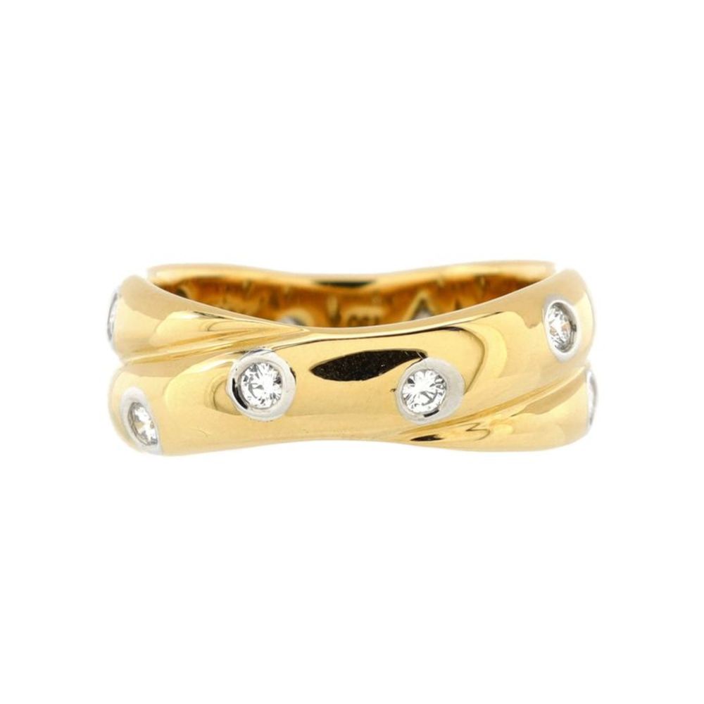 Tiffany & Co. Etoile Twist Band Ring 18K Yellow Gold and Platinum with Diamonds.